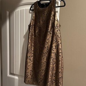 Elegant Gold Lace Dress with Black Lining from Banana Republic
